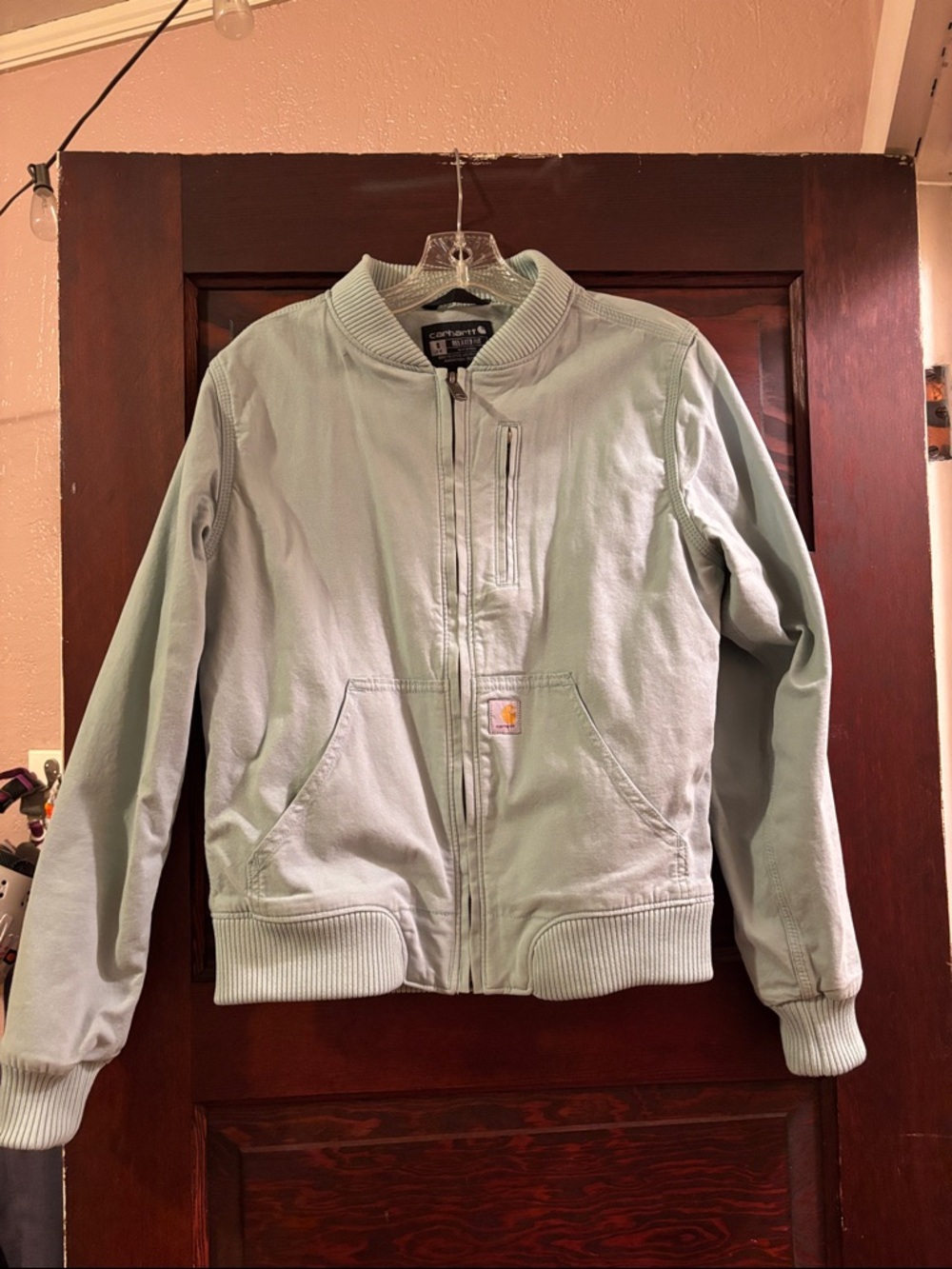 Carhartt Mint Green Zip-Up Bomber Jacket